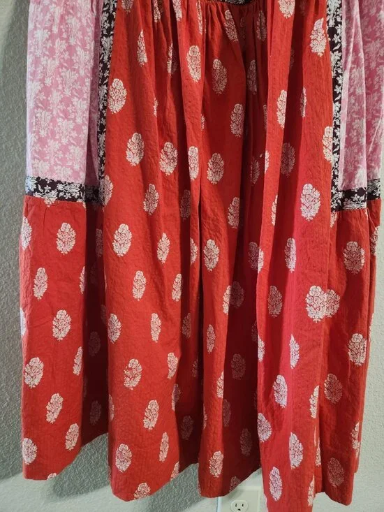 Anthropologie Maeve Midi Dress Women’s small Shortsleeve Square Neck Tape-Detail - Picture 6 of 9